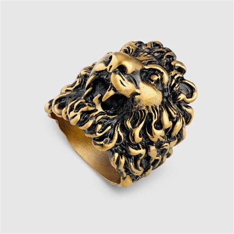 gucci mens black ring|female gucci lion ring.